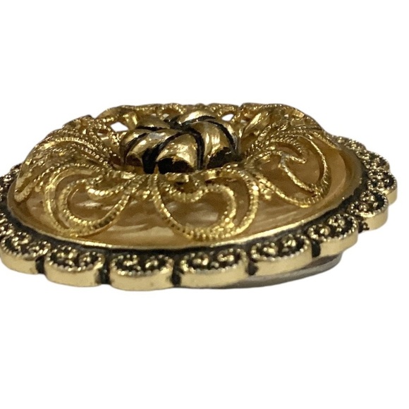 Vintage Filigree Scarf Pin Clip West Germany Scarf Holder Gold Tone 1V 1970’s - Picture 3 of 8